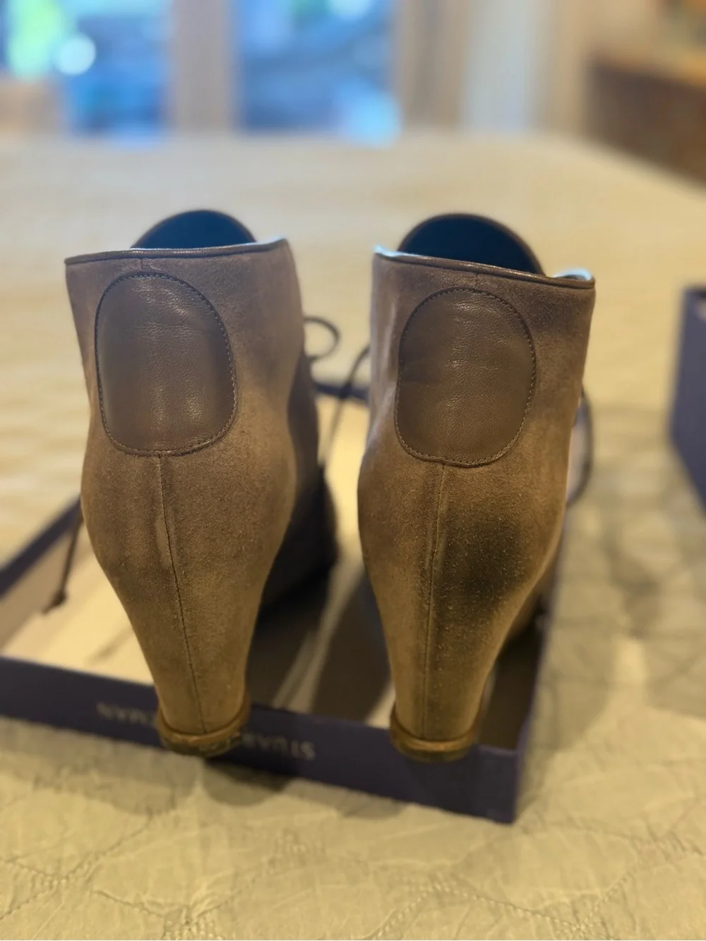 Stuart Weitzman Taupe Suede Ankle Boots